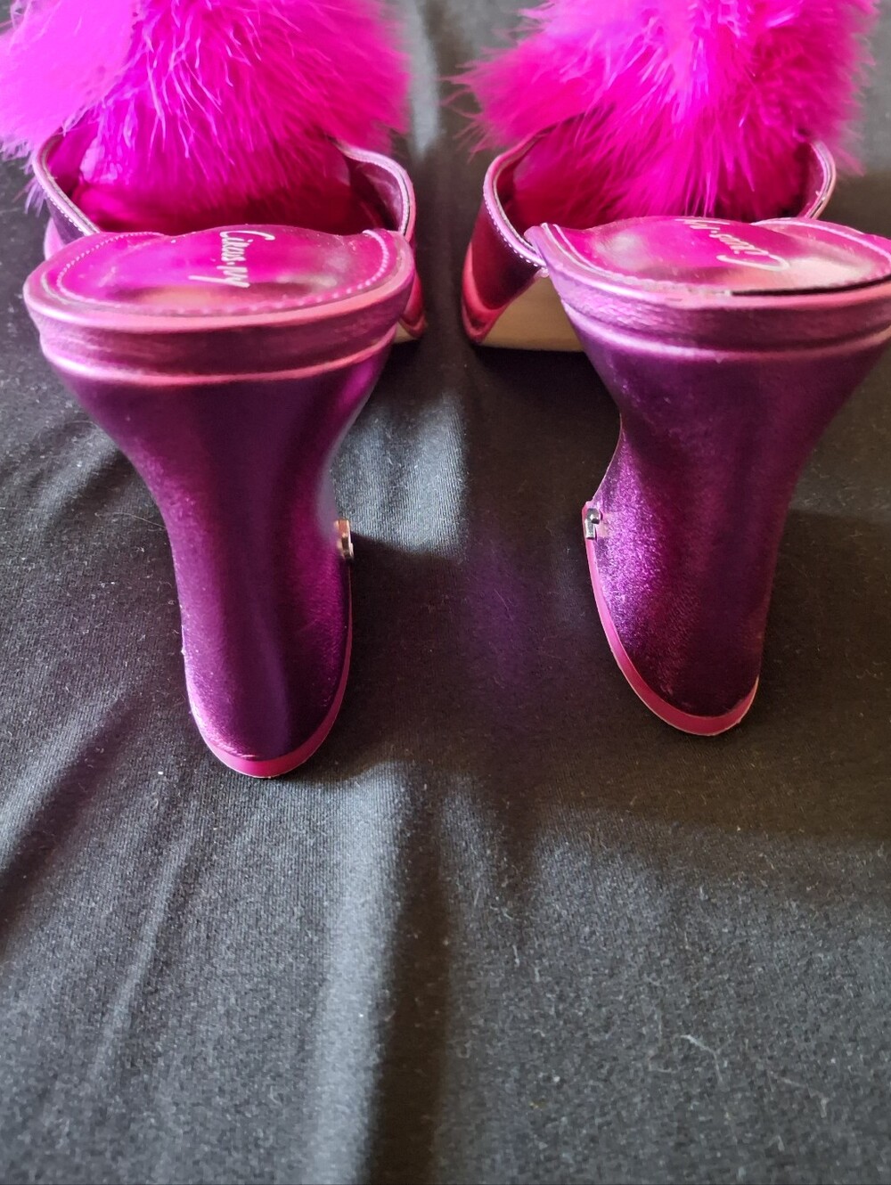 Circus By Sam.Edelman-Fuchsia Pink Pom Pom Slide Heels Sz 11M - Picture 4 of 6